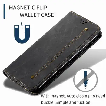 Kaubojus Magnetinio Odos Flip Case For Redmi Pastaba 8T 9T 9S Pro Max K20 K30 Ultra 8A 9 9A 9C 10X Piniginės, Kortelių Lizdai Stovi Maišelis Dangtis