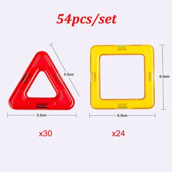 54pcs/set Didelis Dydis Magnetiniai Blokai Trikampis Kvadratinių Plytų Magnetinio Dizaineris Statybos Žaislai Vaikams Dovanų