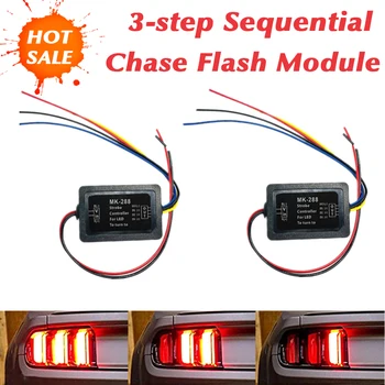 2vnt 3-Žingsnis Eilės Dinamišką Chase Flash Modulio Dėžės, Priekiniai/Galiniai Posūkio Signalo Lemputė LED Valdiklis, Skirtas Ford For Mustang Audi