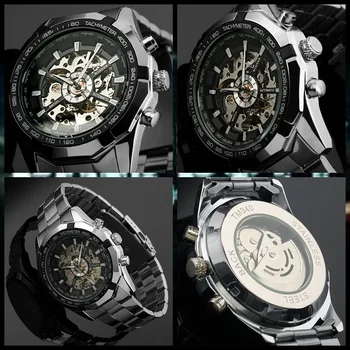 Nugalėtojas prekės Šviesos Laikrodis Vyrams, Automatinis Mechaninis laikrodis Skeleto Karinės Relogio Vyrų Montre vyrų laikrodžiai Relojes hombre 2018