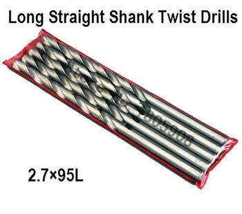 Nemokamas Pristatymas Naujos Prekės Naujos 10vnt 2.7 mm Extra Ilga 95mm HSS Twist Drill Straigth Karka Sraigės Gręžimo Tiek ,grąžtai, metalo