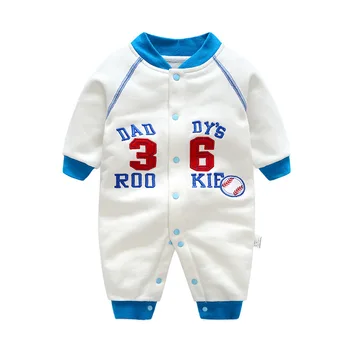 Nauja rudens kūdikių drabužiai Ploni aksomo Beisbolo dizaino ilgomis rankovėmis kūdikiui berniukas romper 0-12 Mėnesių Y711