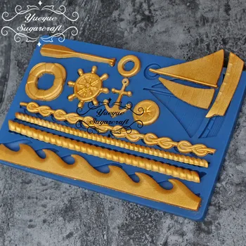Yueyue Sugarcraft Jūrų Laivu Silikono formos minkštas pelėsių tortas dekoravimo priemonės šokolado gumpaste pelėsių