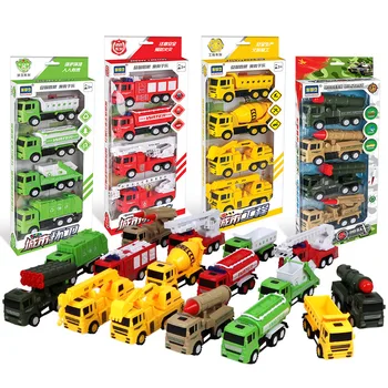 4pcs/set Imitavimo Modelio Automobilių Žaislas Inžinerijos Sanitarijos, Transporto priemonės Raketų Ekskavatorių šiukšliavežis Juokingi Žaislai Vaikams Vaikams
