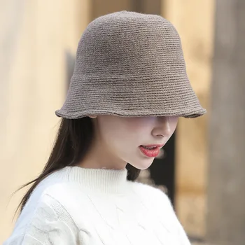 Šviesos valdybos megzti kibiro kepurę moterims Korėja Dongdaemun laisvalaikio žvejys skrybėlę banga rudens ir žiemos vientisos spalvos skrybėlę megzta kepurė