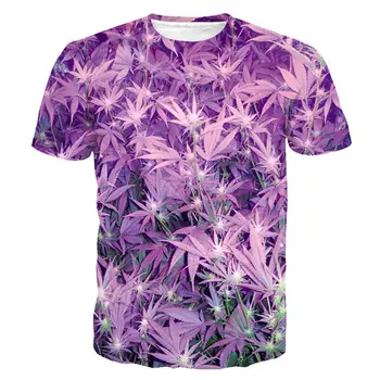 Harajuku 3D Spausdinti marškinėliai Vyrams Mados Vasaros Violetinė Piktžolių Lapų Grafinis Tee Marškinėliai Galaxy Naujo Dizaino Mados Homme Unisex Viršūnės
