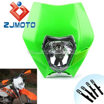 Universalus Motociklas Žalia priekinis žibintas Dirt Bike Motocross priekinis žibintas Lauktuvės Enduro Už Kawasaki KLX KX ZZR ZX KSR MX WIKI XC SX