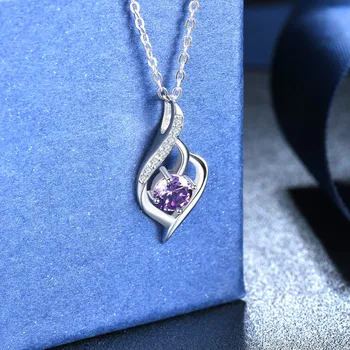 Hutang nekilnojamojo 925 sterlingas sidabro ametistas kristalų pakabukas moterų violetinė balta kubinis cirkonis smulkių bižuterijos 2018 naujas