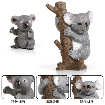 Miško Gyvūnų Zoologijos sodas plastikiniai Modeliai Modeliavimo Australijos Gyvūnų Mielas Koala Modelis Veiksmų Skaičiai Šeimos Figūrėlės žaislų rinkiniai Vaikas žaislas
