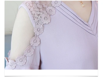 Šifono blusas mujer de moda 2020 m. Naujas Gėlių Marškinėliai Moterims Elegantiškų Moterų Palaidinė Gėlė Moterų V-Kaklo Šifono drabužius Viršūnes 662i