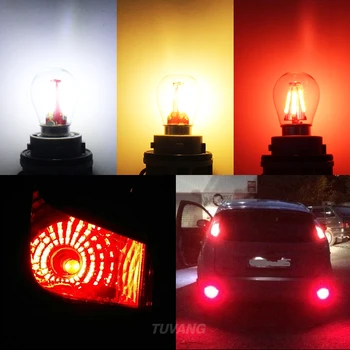 2x S25 1157 BA15D Py21/5W DRL Automobilio Led Šviesos diodų (LED) Kaitinamosios Stabdžių galinio Žibinto Posūkio Signalo Lemputė Stop Lemputės Automobilių Šviesos Šaltinis, Šiltai Balta
