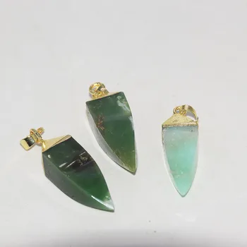 Natūrali žalioji chrysoprase akmens pakabukas moterims, paauksuoti papuošalai priėmimo ilgai gem akmenys taško gydymo gražių priedai