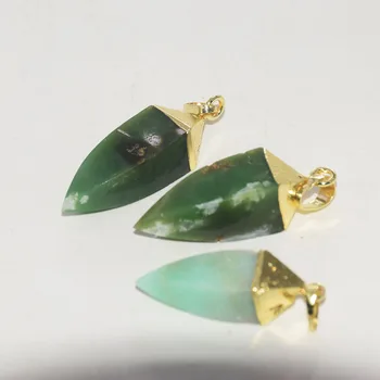 Natūrali žalioji chrysoprase akmens pakabukas moterims, paauksuoti papuošalai priėmimo ilgai gem akmenys taško gydymo gražių priedai