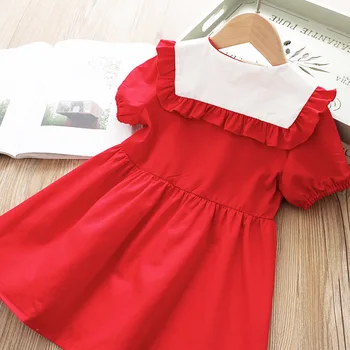 Vasarą Mergina Red Cherry, Siuvinėta Suknelė Vaikų Dėvėti Mielas Mados Baby Girl Vasaros Atsitiktinis Suknelė Princesė Dress Kostiumai