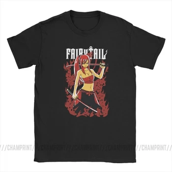 Erza Scarlet Fairy Tail Marškinėliai vyriški Medvilniniai Suvenyrinius Marškinėlius Crewneck Tee Marškinėliai trumpomis Rankovėmis Drabužius 4XL 5XL