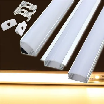 10VNT 30/50cm LED Juostelė Šviesos Aliuminio Kanalo Laikiklio Dangtelį Baigti Apšvietimo Reikmenys U/V/YW-Stiliaus Formos LED Šviesos Juostelės