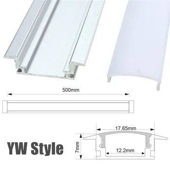 10VNT 30/50cm LED Juostelė Šviesos Aliuminio Kanalo Laikiklio Dangtelį Baigti Apšvietimo Reikmenys U/V/YW-Stiliaus Formos LED Šviesos Juostelės