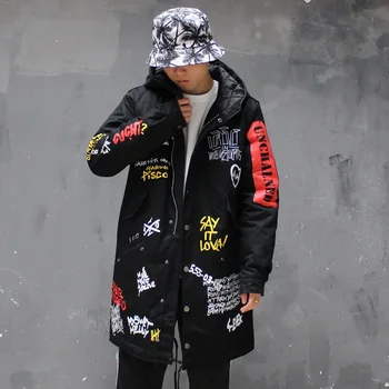 Rudens Žiemos Striukė Ilgas Kailis Kinija Hip-Hop Žvaigždė Grobis Tyga Viršutiniai drabužiai, Paltai Jav, Dydis Xs-XL