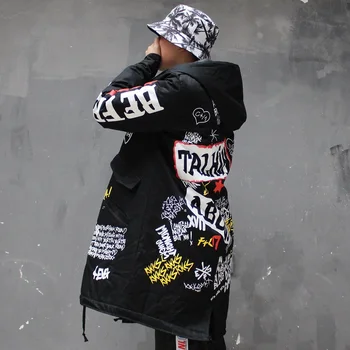 Rudens Žiemos Striukė Ilgas Kailis Kinija Hip-Hop Žvaigždė Grobis Tyga Viršutiniai drabužiai, Paltai Jav, Dydis Xs-XL
