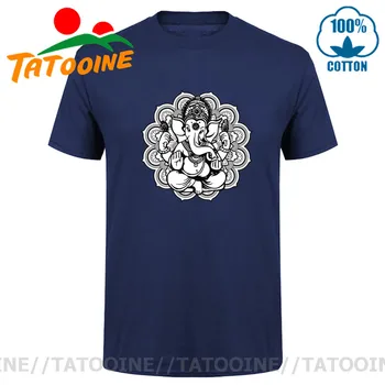 Tatooine Ganesh Mandala dizaino T-shirt, vyrų llustration Indijos Dramblių Dievas T marškinėliai vyrams Indų Ganesh Tee marškinėliai camisetas