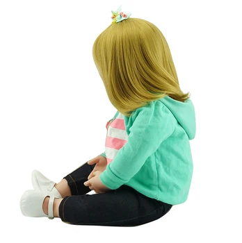 NPK LĖLĖS Bebe atgimsta blondinė mergina bamblys silikono kūdikis reborn lėles, žaislus vaikams dovanų 47cm