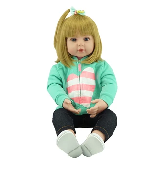 NPK LĖLĖS Bebe atgimsta blondinė mergina bamblys silikono kūdikis reborn lėles, žaislus vaikams dovanų 47cm