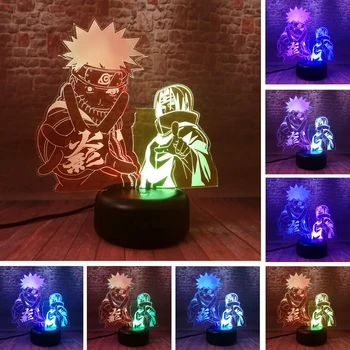 Naruto Kakashi Minato Uchiha Sasuke Uzumaki Haruno Hatake Naktį Šviesa 7 Led Spalva Keičiasi Vaikai, Naktiniai Šviestuvai 3D Vaizdo Lemputė