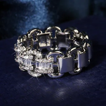 Karšto Pardavimo Nauji Madingi Prabangūs Didelės Eilės Cirkonio Deimantų, Vario Žiedas, skirtas Moterims, Rankų Papuošalai