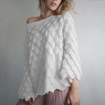 TEELYNN geltona/balta/rožinė blyksnius ilgomis rankovėmis plonas rudens žiemos džemperis moterims derliaus plunksnų Megztiniai megztinis prarasti atsitiktinis džemperiai