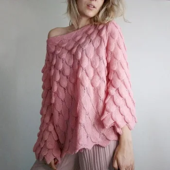 TEELYNN geltona/balta/rožinė blyksnius ilgomis rankovėmis plonas rudens žiemos džemperis moterims derliaus plunksnų Megztiniai megztinis prarasti atsitiktinis džemperiai