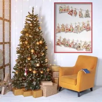 Kalėdų Modelis Saldainių Maišelį 1-24 Advento Kalendorius Medvilnės Pluoštas Lino Dovanų Maišelis Namų Stalo Topper Kalėdinė Dekoracija Kalėdų