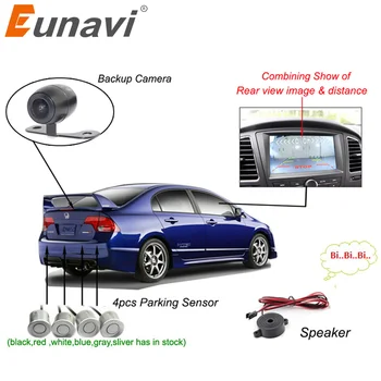 Eunavi Dual Core CPU, Automobilių Vaizdo Parkavimo Jutiklis Matoma Atvirkštinė Atsarginės Radaro Signalas, Ekranas, Vaizdo ir Garso Perspėjimas apie Auto Stebėti