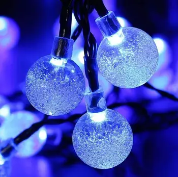 Šventės Dekoras, Šviesos, Led Saulės 20/50 LED Krištolo Rutulį 5M/7M LED String Pasakų Žibintai Saulės Girliandas Sodo Lauko Kalėdų