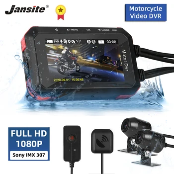 Jansite Motociklo DVR 1080P IPS Ekranas Registratorius GPS kelio peržiūros Stovėjimo Stebėsenos G-sensorius Vandeniui Moto Kamera Brūkšnys cam