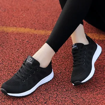 Greitas pristatymas Moterų laisvalaikio bateliai mados orui Vaikščioti akių nėrinių butas batai sportbačiai moterims 2019 tenso feminino 35-40