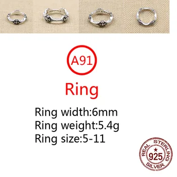 A91 S925 sterlingas sidabro žiedas papuošalų asmenybės tendencija paprasta kryžiaus gėlių mados populiariausių hip-hop stiliaus dovana mylėtojas