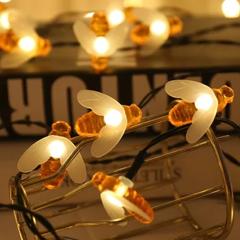 Vandeniui atsparus Lauko Namų Kraštovaizdžio Vestuvių Sodas Dekoratyvinės Šviesos diodų (LED) Bičių Saulės Styginių Šviesos Festivalis Šalis Pasakos String Žibintai