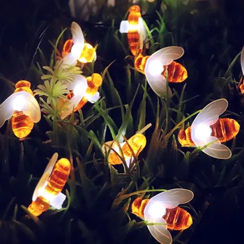 Vandeniui atsparus Lauko Namų Kraštovaizdžio Vestuvių Sodas Dekoratyvinės Šviesos diodų (LED) Bičių Saulės Styginių Šviesos Festivalis Šalis Pasakos String Žibintai