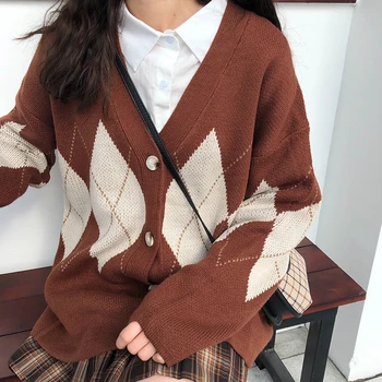 2 spalvų 2019 m. pavasarį ir rudenį korėjos stiliaus spalvų kratinys V kaklo knittd susagstomi megztiniai moteriški megztiniai moterų (X981)