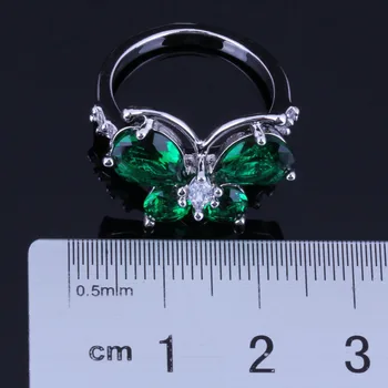 Elegantiškas Drugelis Žalia Balta Kubinis Cirkonis (CZ Sidabro Padengtą Žiedas V0460