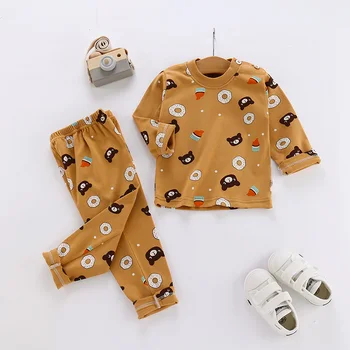 Vaikai šilumos apatiniai, pižama berniukams sleepwear vaikai gyvūnų medvilnės pižama paauglių pižamos komplektas vaikams ilgai johns drabužiai