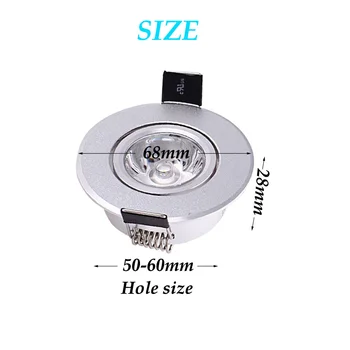 Pritemdomi 3W Mini 1W High Power LED Embedded Lubų Žemyn Šviesos Lempos, LED Šviestuvai už Kambarį Spintos Miegamajame AC110V 220V