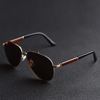 Vazrobe Stiklo Akiniai nuo saulės Vyrų medienos saulės akiniai vyrų tamsiai rudos aviacijos prekės dizaineris derliaus negabaritinių