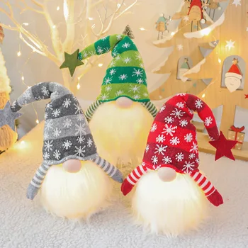 Kalėdų LED Beveidis Lėlės Apdailos Žėrintis gnomesPlush Lėlės Ornamentas, Papuošimas Šiaurės Blizgesį Gnome Vyras Lėlės Kalėdų Dekoro