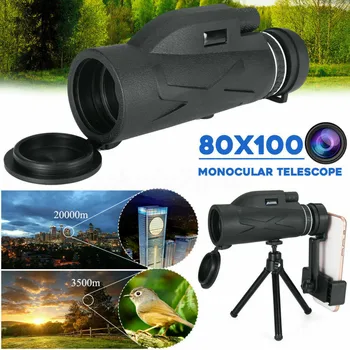 Aukštos Kokybės 80X100 HD Zoom Monokuliariniai Teleskopas Aišku, Silpnas Naktinio Matymo Išmaniojo telefono Turėtojas Medžioklės Nešiojamų Okuliaro
