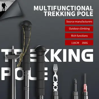 116cm Taktinis Stick Trekas Polių Lazdą Nešiojamų Lauko Kelionių Sporto 2020 Pėsčiųjų Alpinizmo Daugiafunkcį