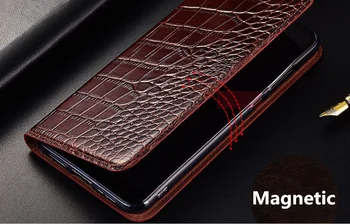 Krokodilo Modelis Verslo Natūralios Odos Magnetinio Flip Case For Xiaomi Redmi 9 Pastaba Pro Max/Redmi 9 Pastaba Pro Telefono Dėklas Coque