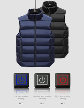 2020 m. Žiemos Baltųjų Ančių Pūkų Paltai Vyrams USB Smart Šildymo Berankoviai vyriški Berankoviai Žemyn Paltai Šiltas Elektros šilti Drabužiai