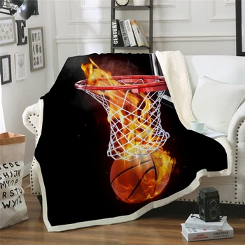 Gaisro Krepšinio Vilnos Antklodė 3D Spausdinimo Sporto Pliušinis Mesti Pledai Vaikas Suaugusiųjų Plona Antklodė