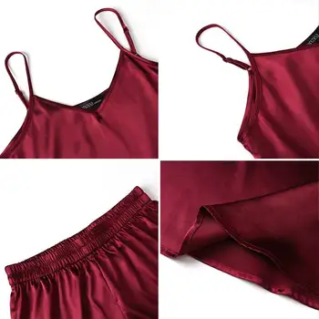 Seksualus Naktį Dėvėti Šilko Sleepwear 2021 M. Vasaros Rinkiniai Moterims Dirželis naktiniai drabužiai Moteriški Apatiniai Mujer Satino Sleepwear 2 Gabalas Rinkiniai, M-5XL